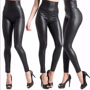 Black Faux Leather High Waisted Leggings BRAND NEW